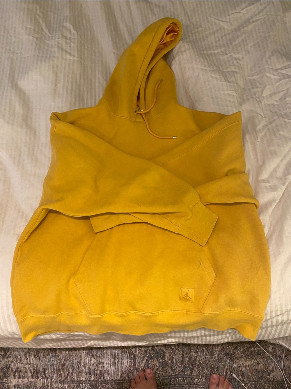 Jordan Men's Mustard Yellow Hoodie Sweatshirt